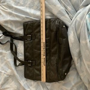 Amber rose leather tote olive green